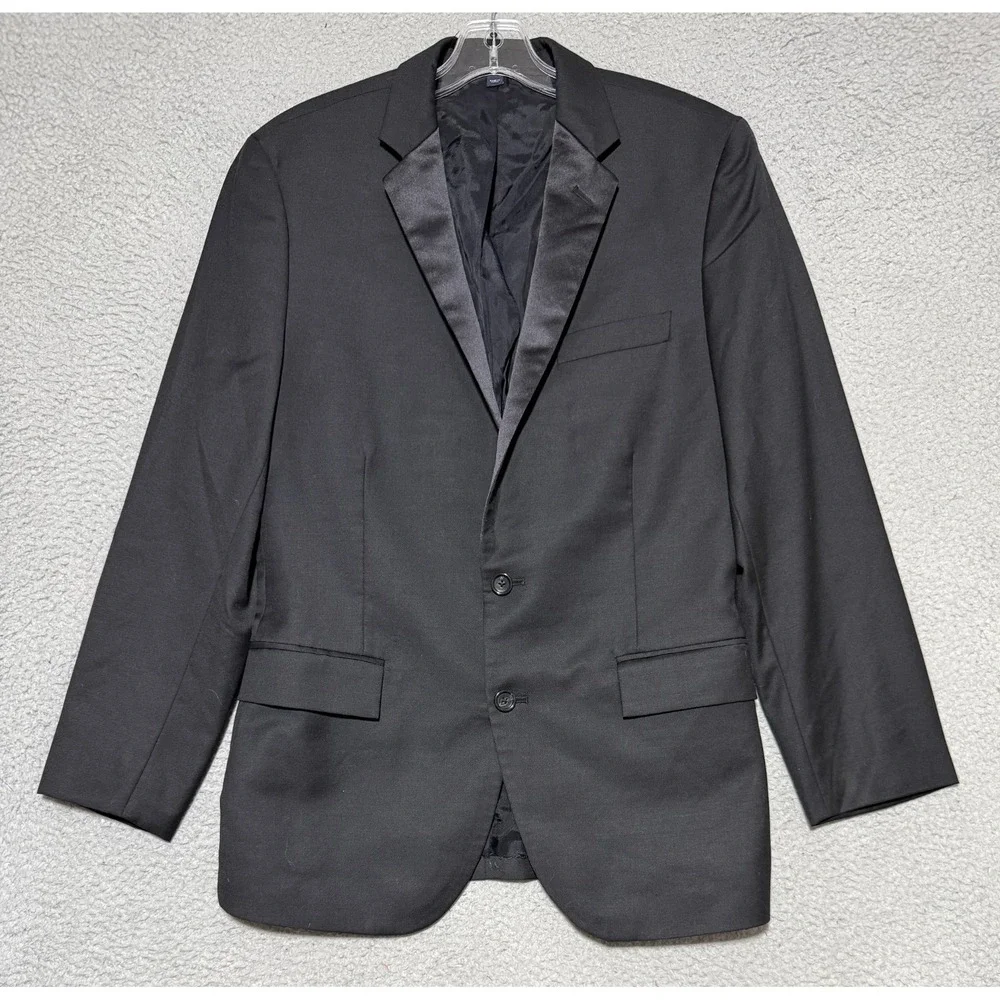 J Crew Thompson Black Wool Blend 2 button Suit Jacket Blazer Mens 40R